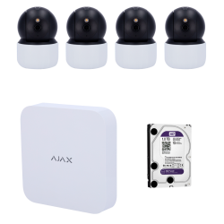 Kit de Vidéosurveillance Wi-Fi - NVR Ajax + 4 Caméras Intérieures 3MP + Disque Dur